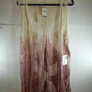 Sleeveless Lace Sheet Mesh Kimono